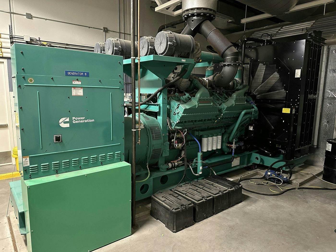 Diesel backup generator in a data center electrical room