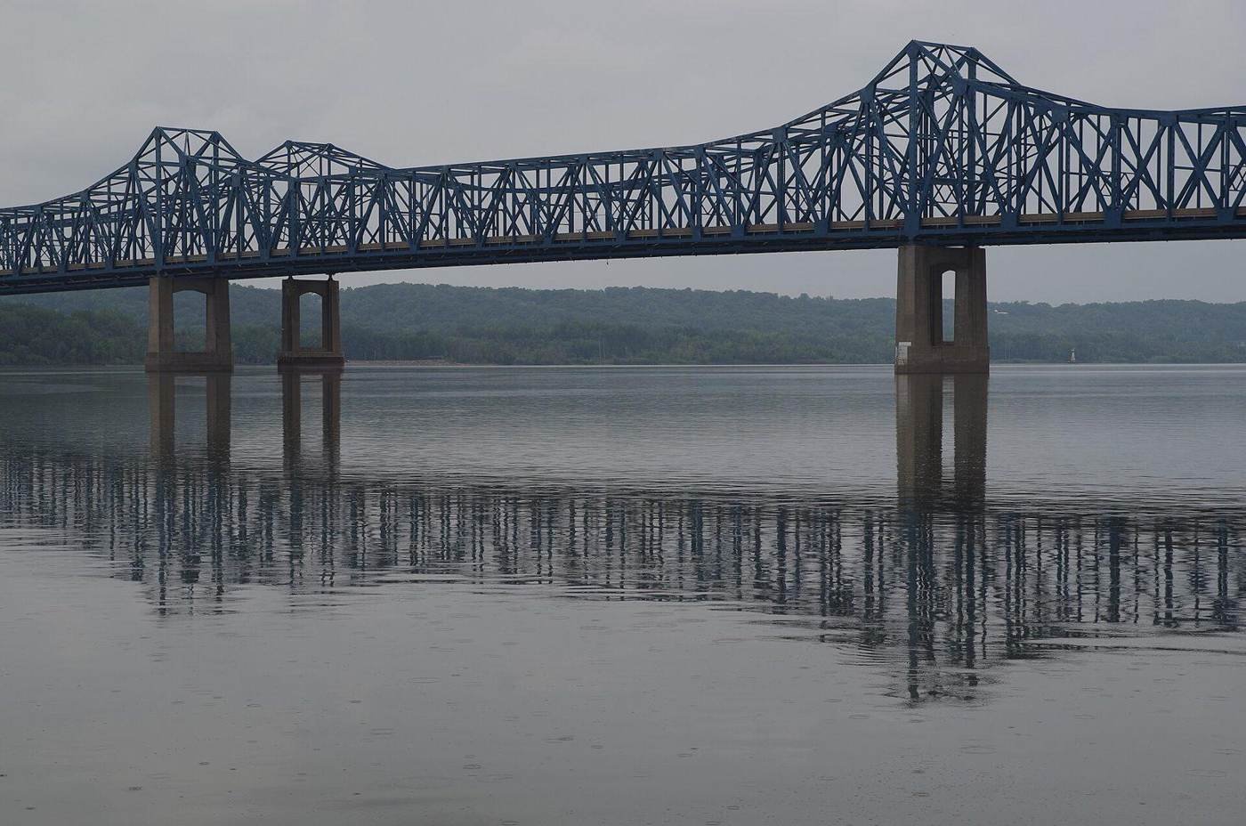 McClugage Bridge steel trusses over the Illinois River at Peoria, a Rebuild Illinois bridge project